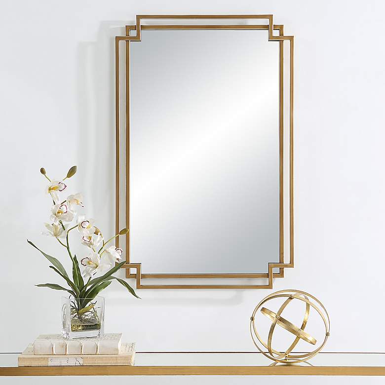 Image 1 Noble Park Kensington Brushed Gold 22" x 34" Wall Mirror