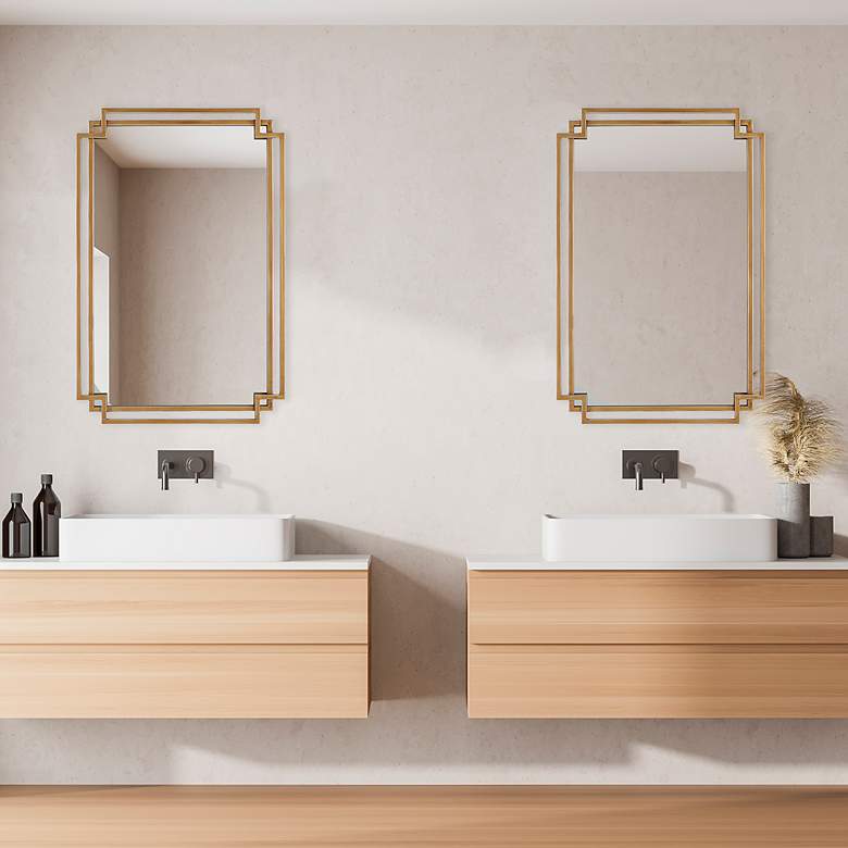 Image 3 Noble Park Kensington Brushed Gold 22" x 34" Wall Mirror more views