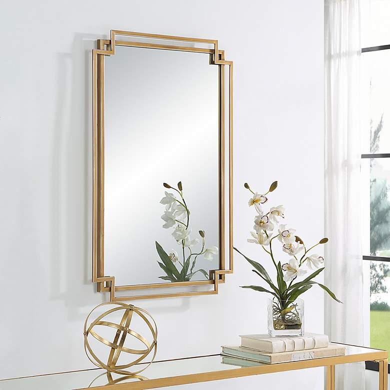 Image 4 Noble Park Kensington Brushed Gold 22" x 34" Wall Mirror more views