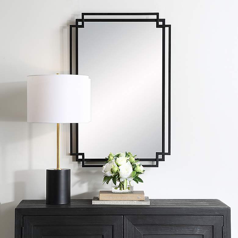 Image 1 Noble Park Kensington Matte Black 22 1/4" x 34" Wall Mirror