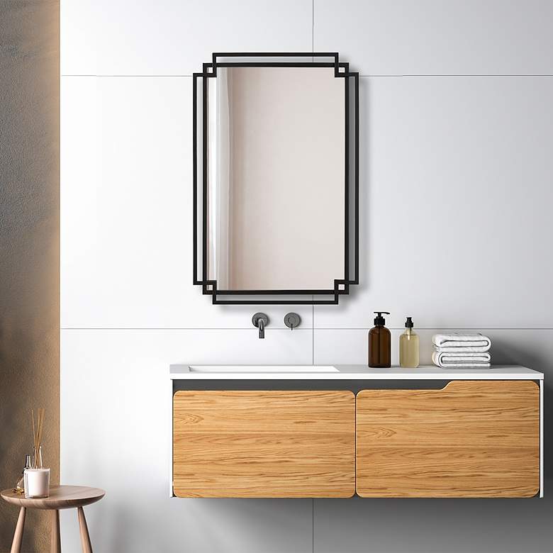 Image 3 Noble Park Kensington Matte Black 22 1/4" x 34" Wall Mirror more views