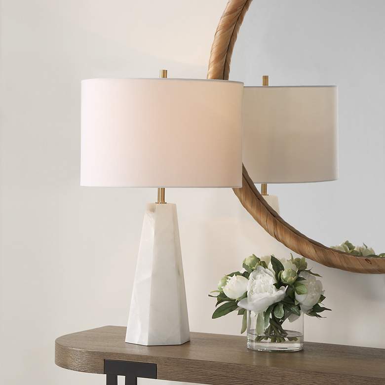 Image 1 Noble Park Kirby Cream Marble Accent Table Lamp