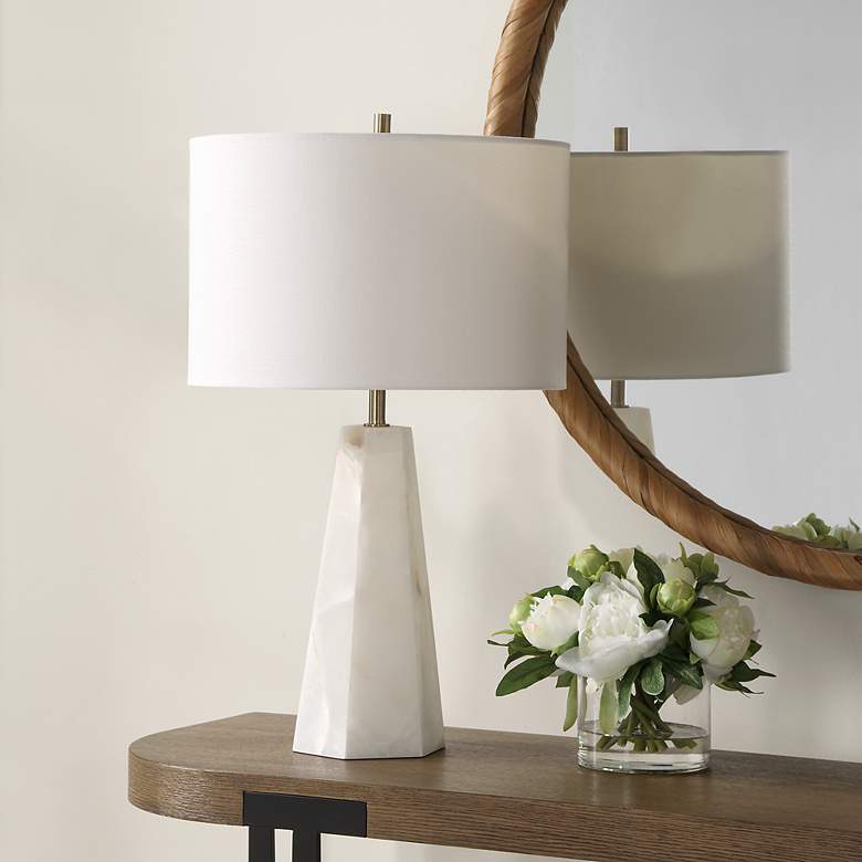 Image 3 Noble Park Kirby Cream Marble Accent Table Lamp more views