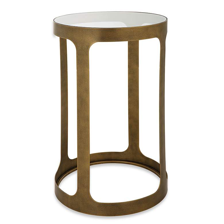 Image 2 Noble Park Kona 15 1/4"W Brushed Gold and Glass Accent Table