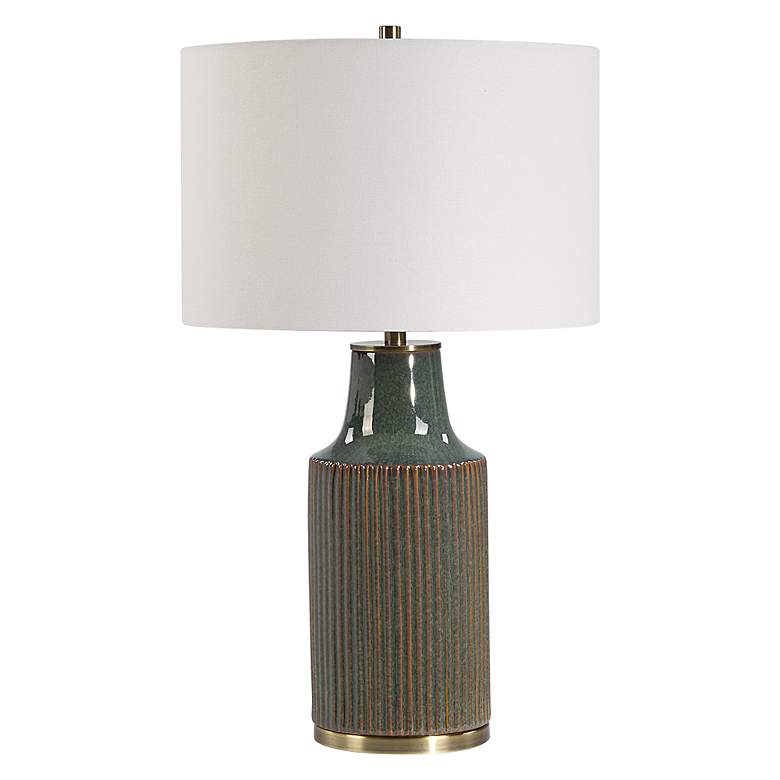 Image 2 Noble Park Lago Green Ceramic Table Lamp