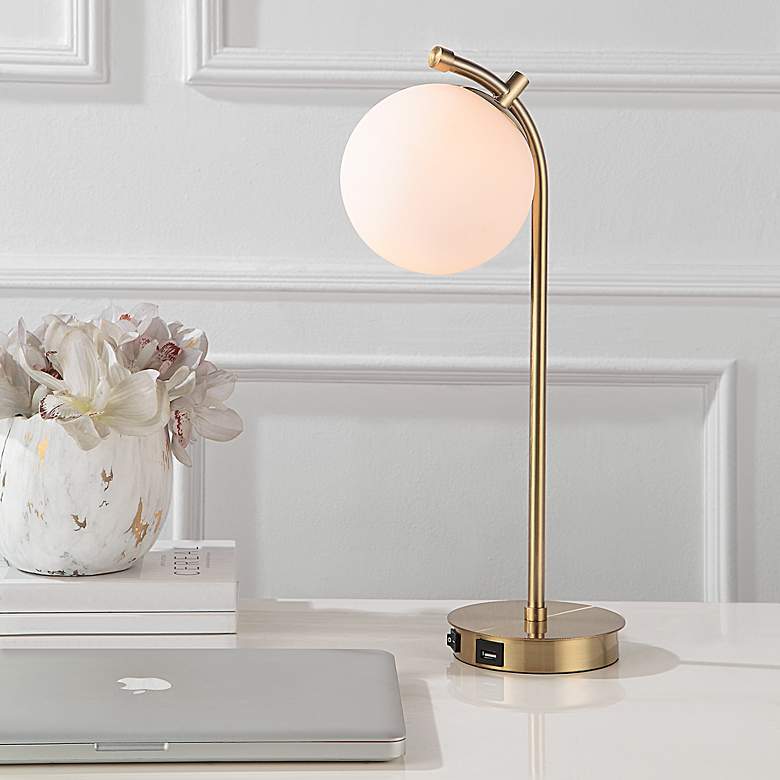 Image 1 Noble Park Laguna 19"H Gold and White Globe Accent Lamp
