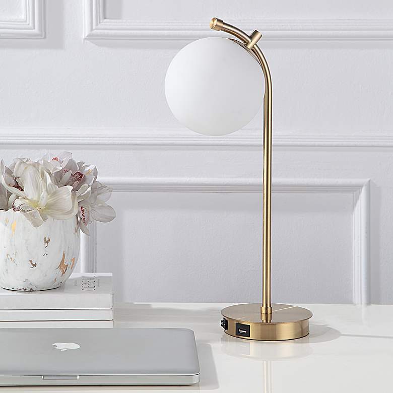Image 4 Noble Park Laguna 19"H Gold and White Globe Accent Lamp more views