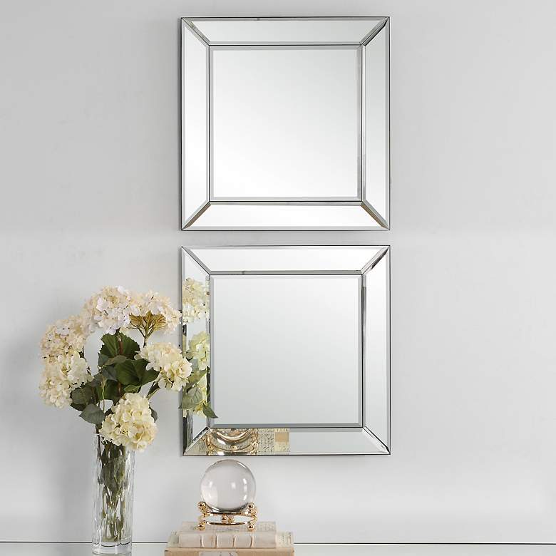 Image 1 Noble Park Laguna 22" Square Frameless Wall Mirrors Set of 2