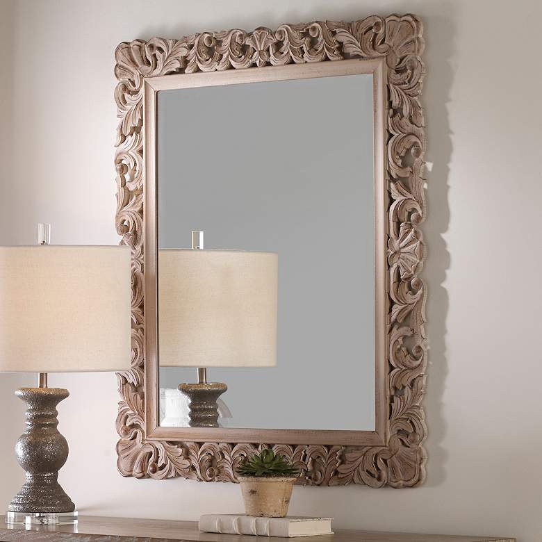 Image 1 Noble Park Lind Natural Ornate 30 1/2" x 36 1/2" Wall Mirror