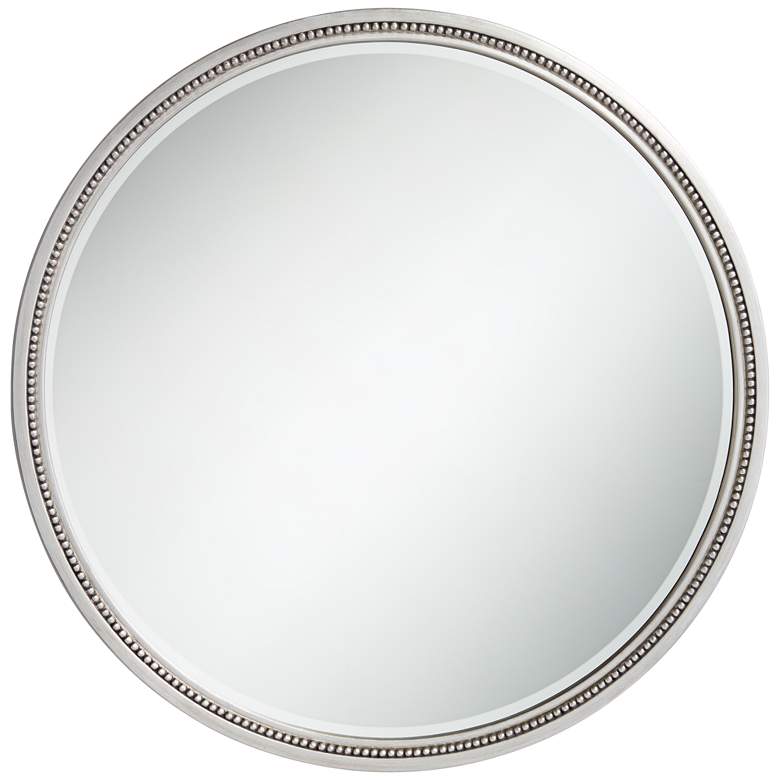 Image 2 Noble Park Lorraine 32 3/4" Beaded Trim Round Silver Wall Mirror