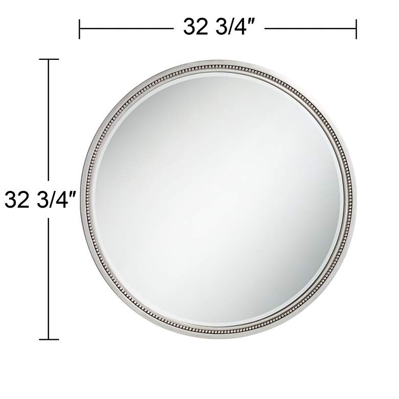 Image 7 Noble Park Lorraine 32 3/4" Beaded Trim Round Silver Wall Mirror more views