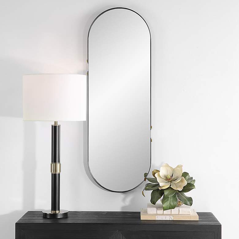 Image 1 Noble Park Lumiere Matte Black 15" x 43 1/4" Wall Mirror