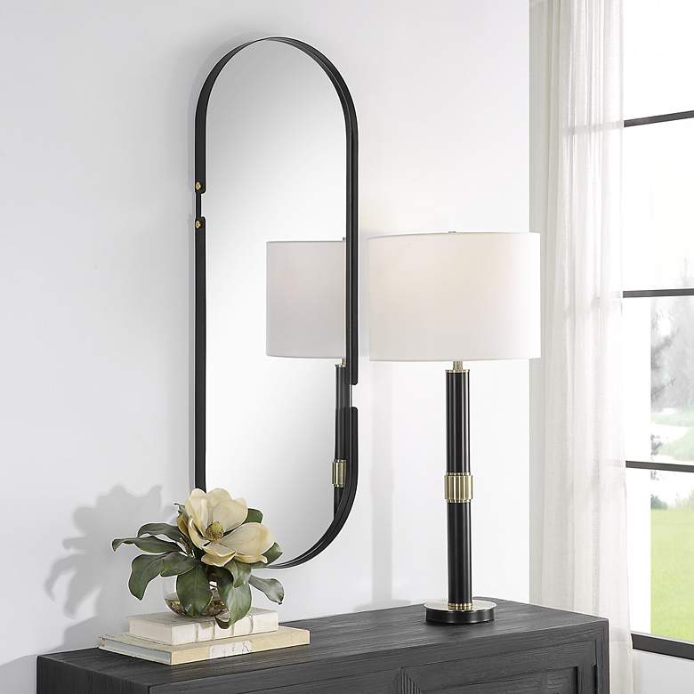 Image 4 Noble Park Lumiere Matte Black 15" x 43 1/4" Wall Mirror more views