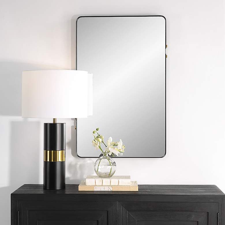 Image 1 Noble Park Lumiere Matte Black 20 1/2" x 32 1/4" Wall Mirror