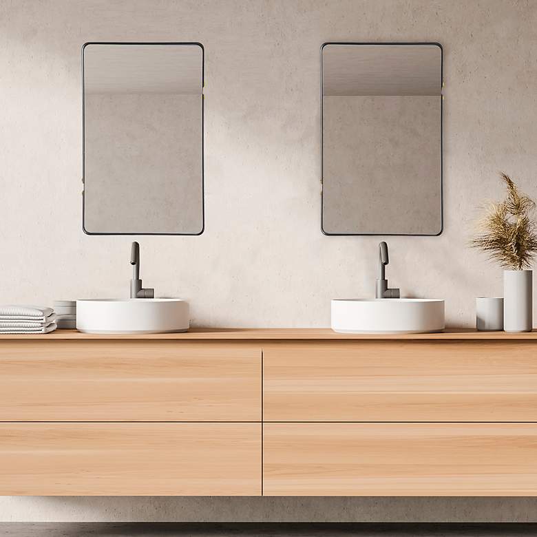 Image 3 Noble Park Lumiere Matte Black 20 1/2" x 32 1/4" Wall Mirror more views