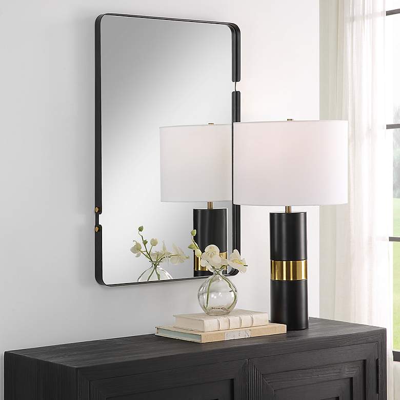 Image 4 Noble Park Lumiere Matte Black 20 1/2" x 32 1/4" Wall Mirror more views
