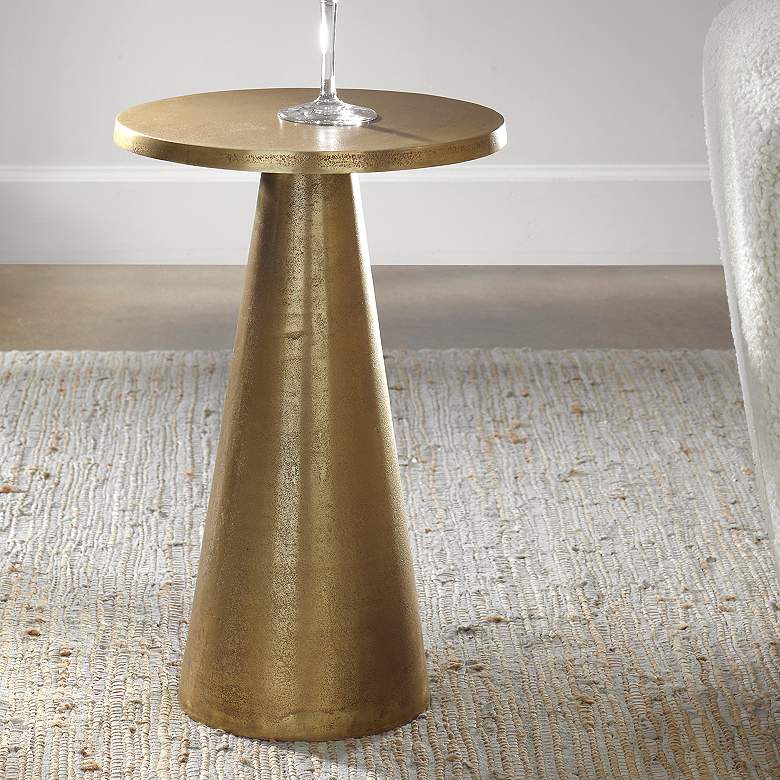 Image 1 Noble Park Lyra 12 3/4" Wide Antique Brass Accent Table