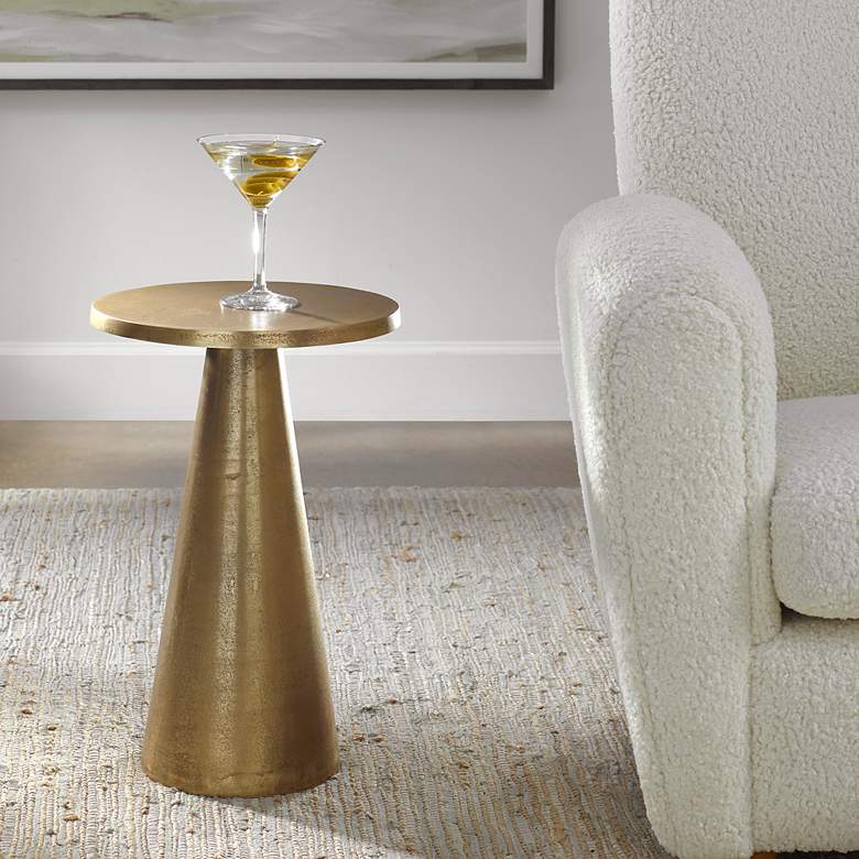 Image 3 Noble Park Lyra 12 3/4" Wide Antique Brass Accent Table more views