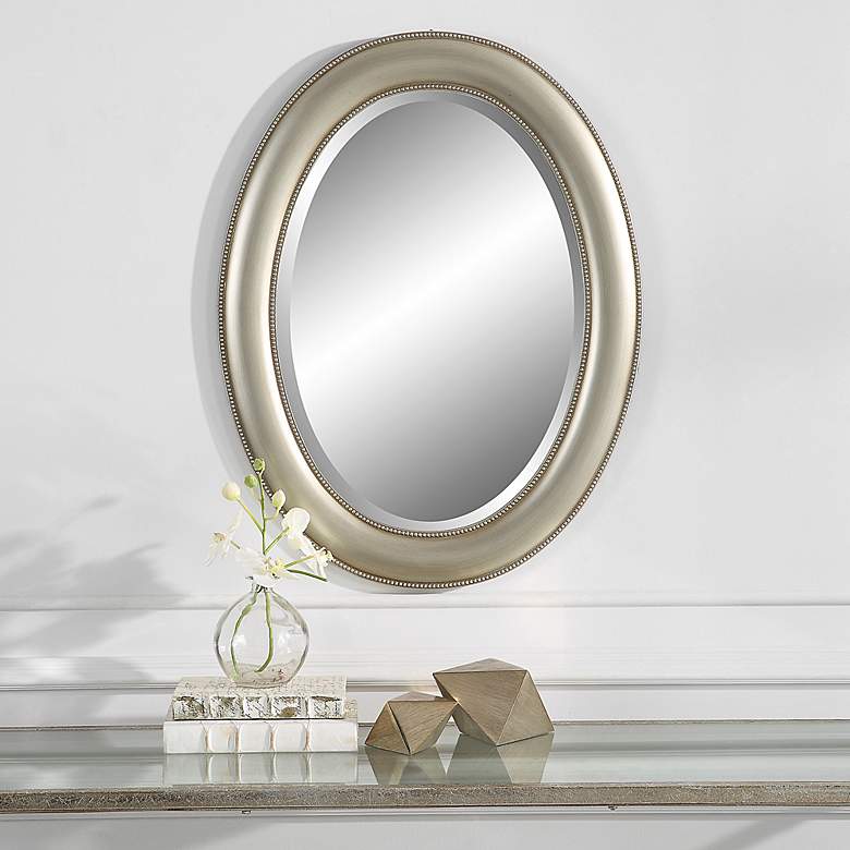 Image 1 Noble Park Madison Silver 22 1/4" x 29 1/4" Oval Wall Mirror