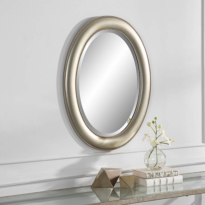 Image 3 Noble Park Madison Silver 22 1/4" x 29 1/4" Oval Wall Mirror more views