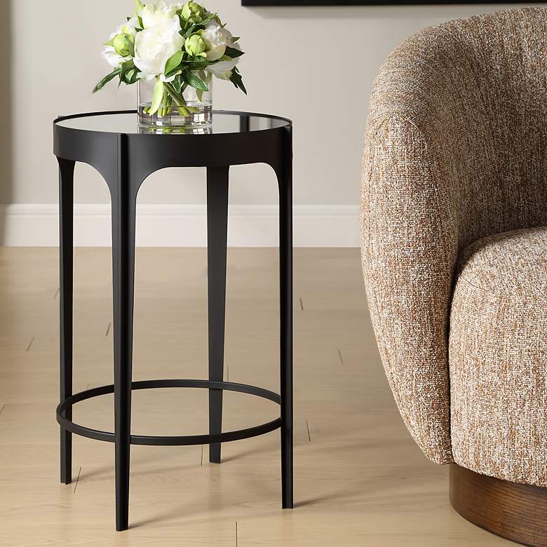 Image 1 Noble Park Maeve 16"W Black Accent Table w/ Mirrored Top