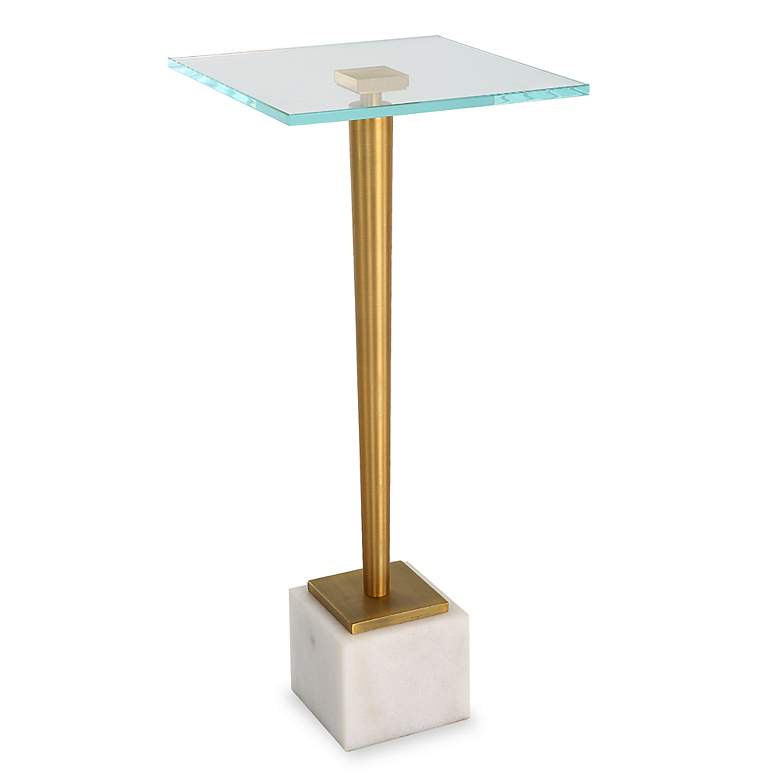 Image 2 Noble Park Magnolia 11"W Brass Plated and Glass Accent Table