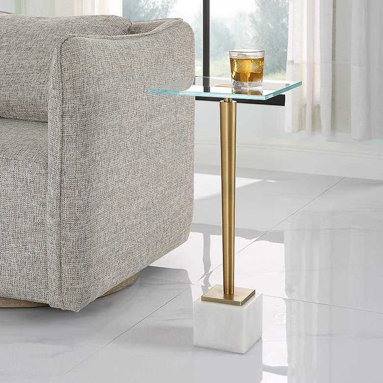 Image 1 Noble Park Magnolia 11"W Brass Plated and Glass Accent Table