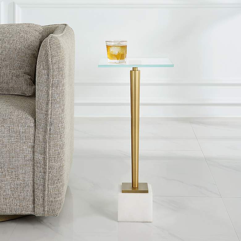 Image 3 Noble Park Magnolia 11"W Brass Plated and Glass Accent Table more views