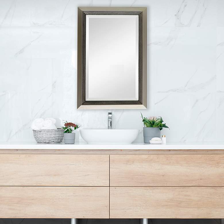 Image 1 Noble Park Maris Warm Silver 24" x 36" Beaded Wall Mirror