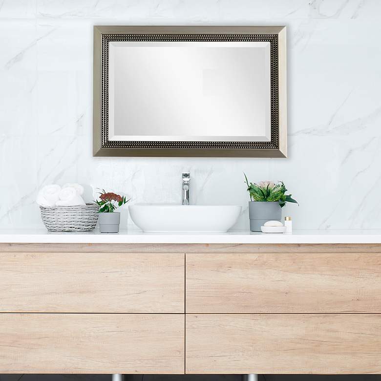 Image 3 Noble Park Maris Warm Silver 24" x 36" Beaded Wall Mirror more views