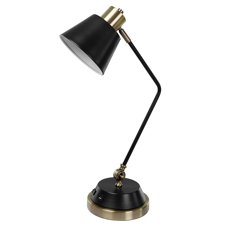 Image 2 Noble Park Mathis Black and Brass USB Desk Lamp