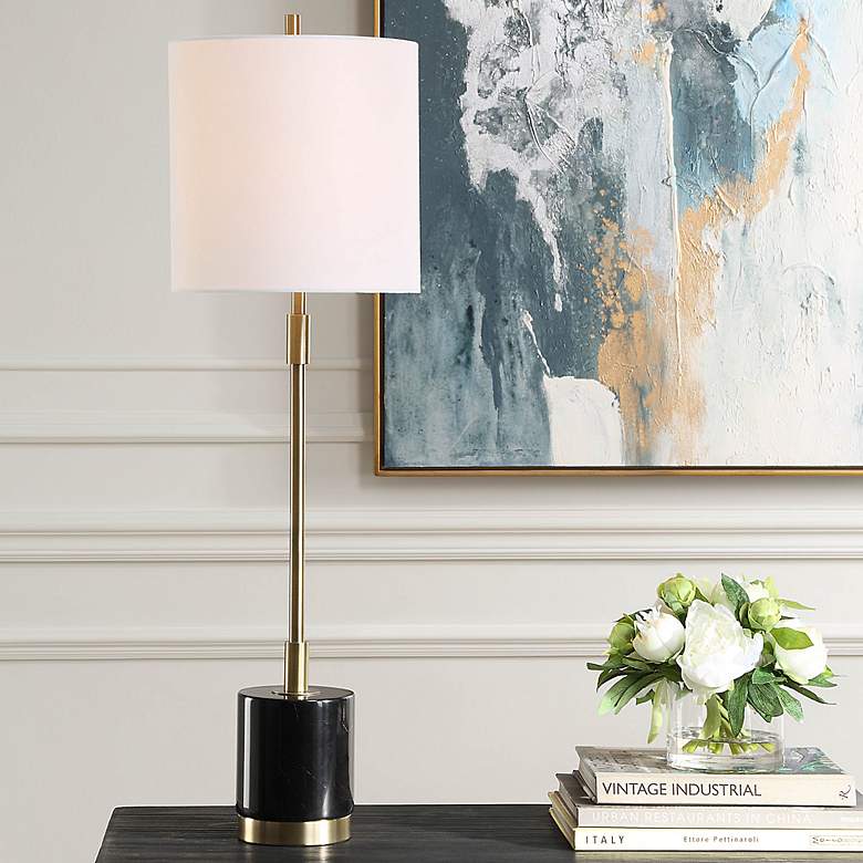 Image 1 Noble Park Mesa Black Marble and Brass Buffet Table Lamp