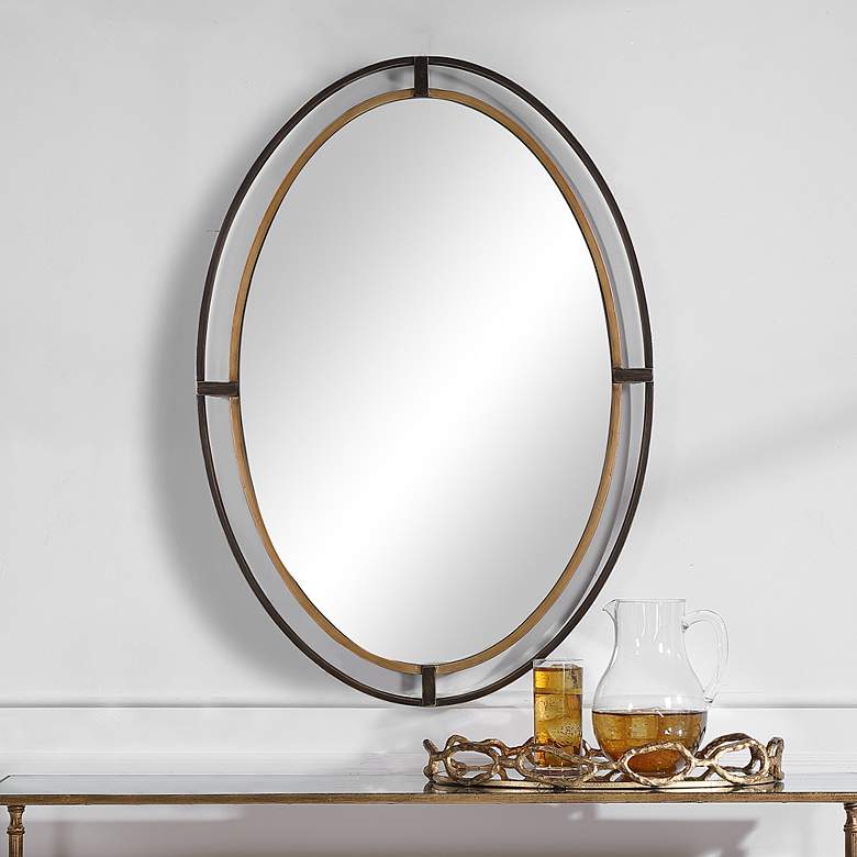 Image 1 Noble Park Mill Bronze Gold 24 1/2" x 34 3/4" Wall Mirror