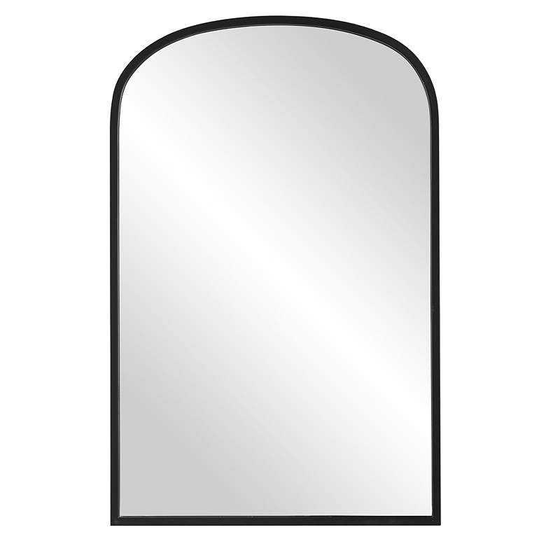 Image 2 Noble Park Miri Satin Black 22" x 34" Arch Wall Mirror