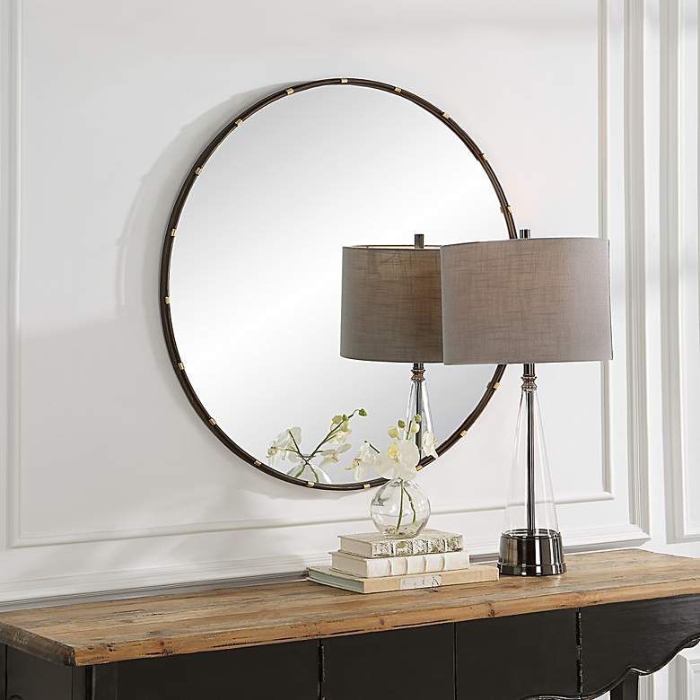 Image 1 Noble Park Monier Bronze 35" Round Wall Mirror