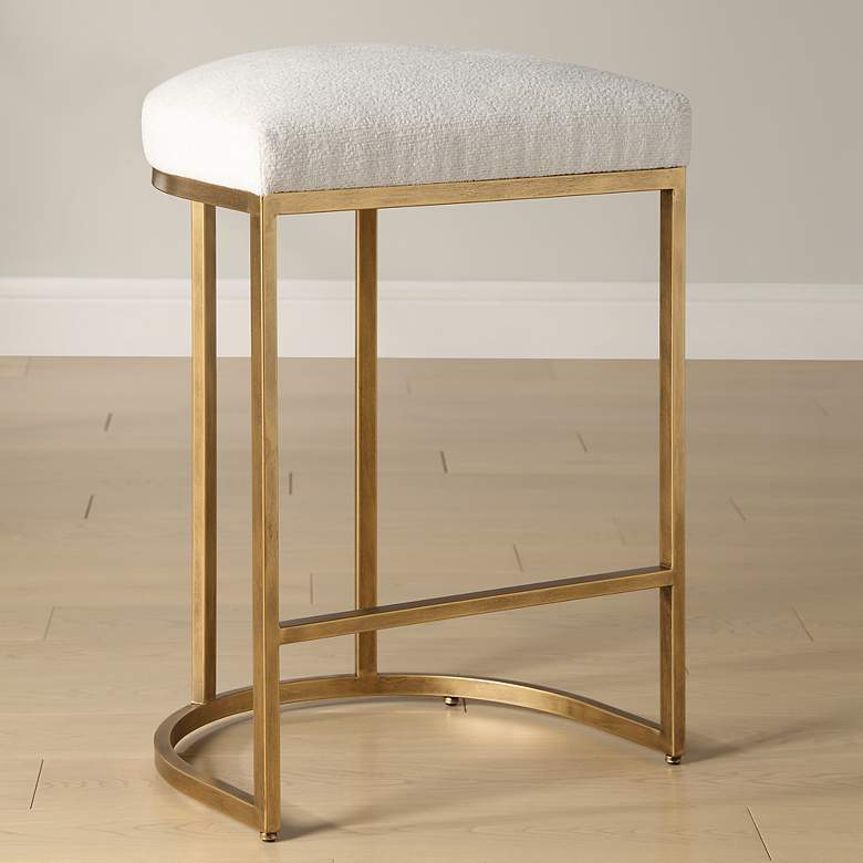 Image 1 Noble Park Nova 26 1/4" Cream and Brass Counter Stool
