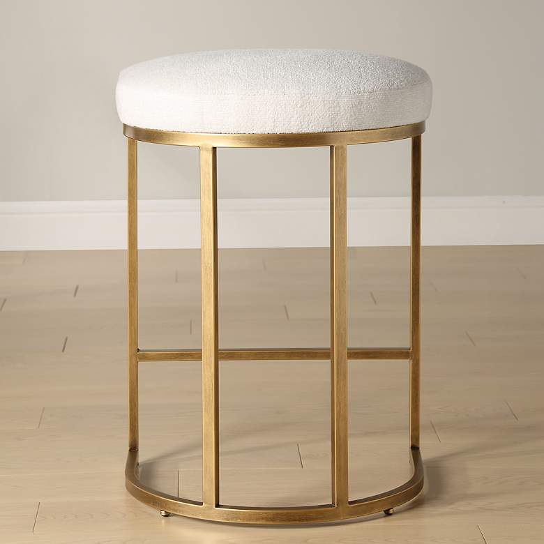 Image 3 Noble Park Nova 26 1/4" Cream and Brass Counter Stool more views