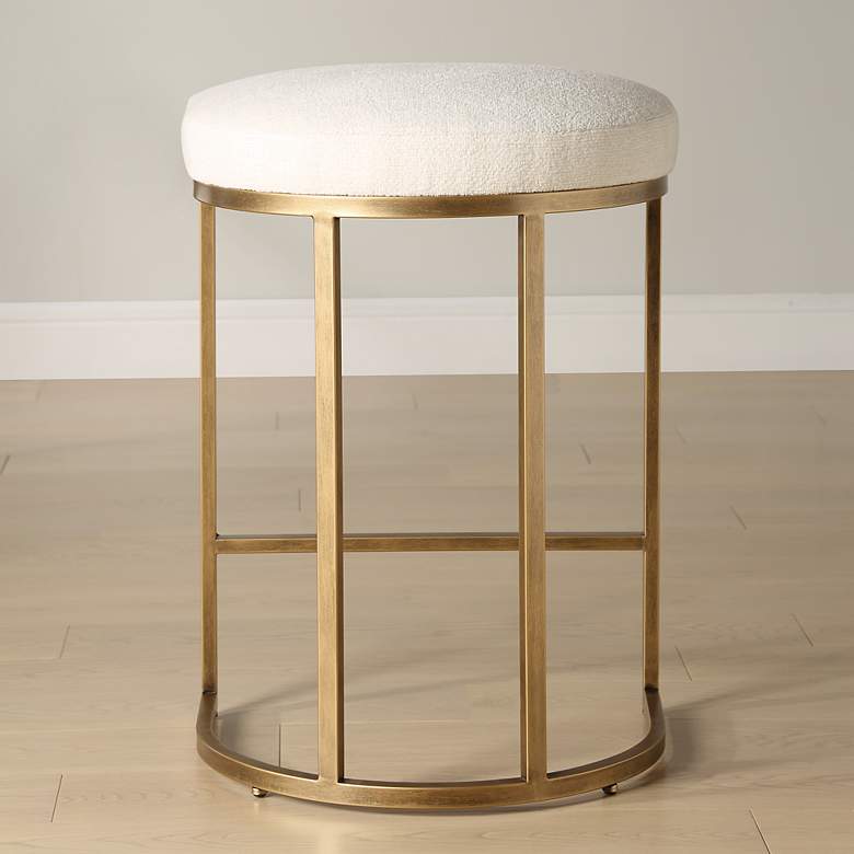 Image 4 Noble Park Nova 26 1/4" Cream and Brass Counter Stool more views