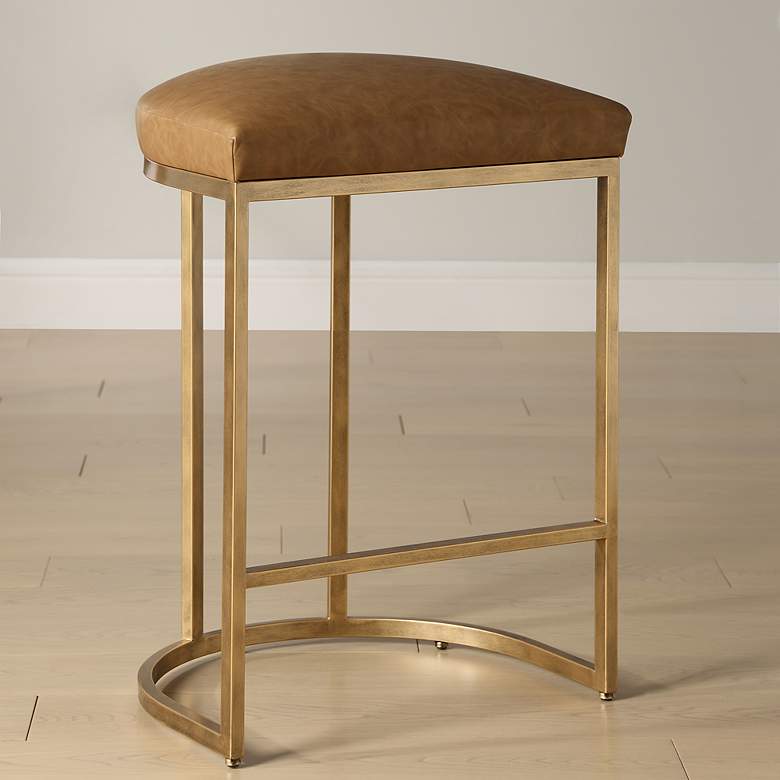 Image 1 Noble Park Nova 26 1/4" Rich Camel and Brass Counter Stool