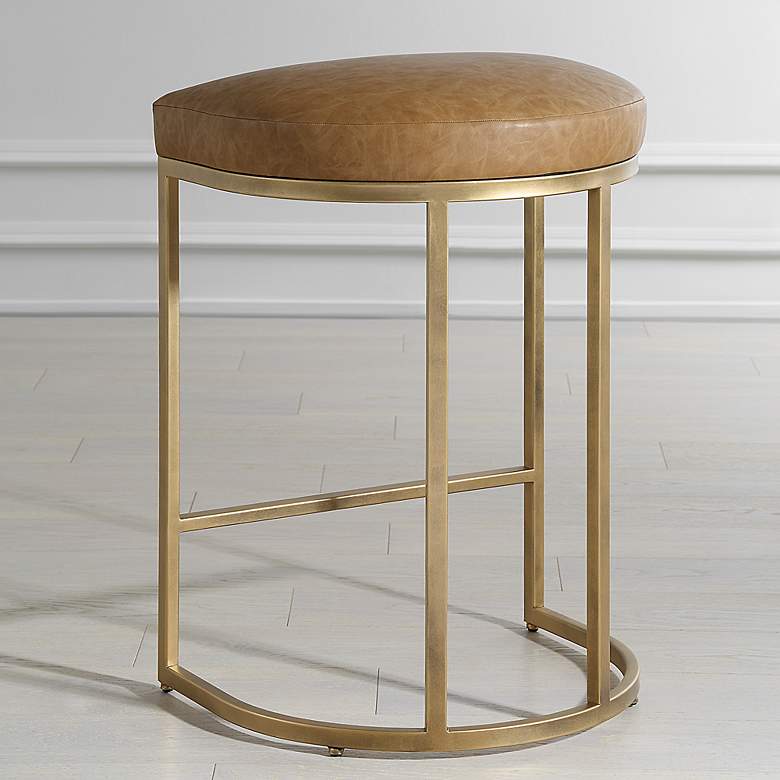 Image 3 Noble Park Nova 26 1/4" Rich Camel and Brass Counter Stool more views