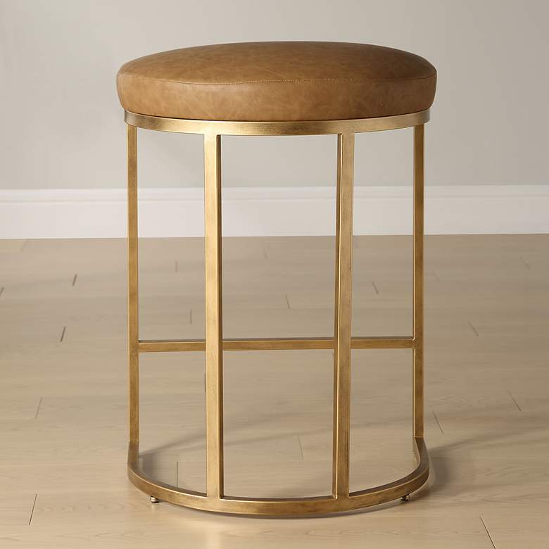 Image 4 Noble Park Nova 26 1/4" Rich Camel and Brass Counter Stool more views