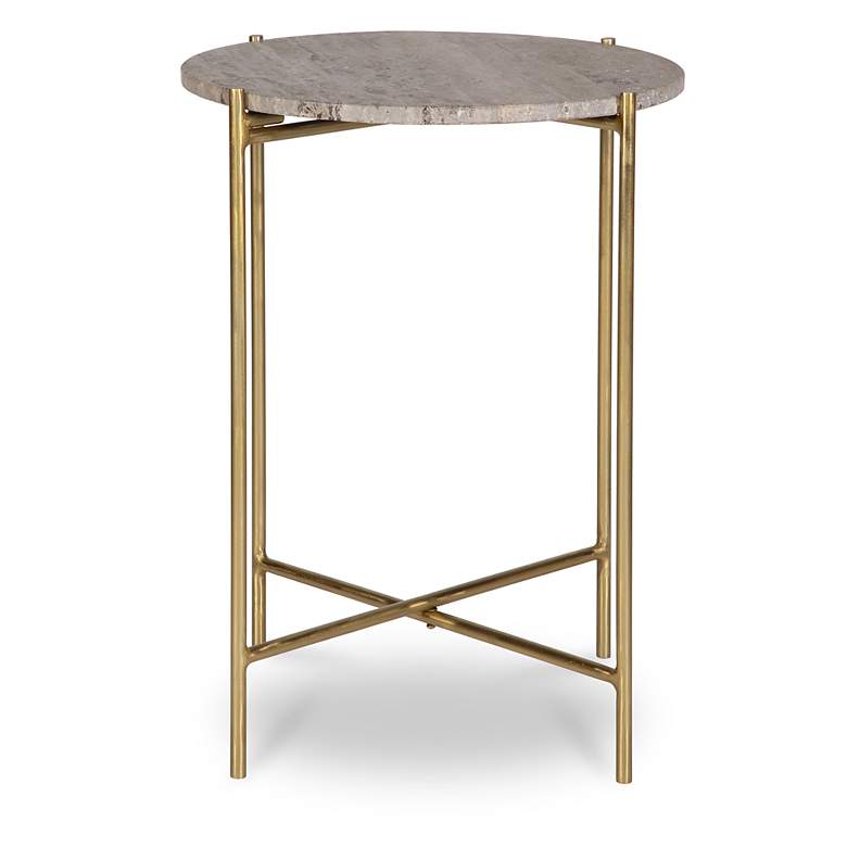 Image 2 Noble Park Odelia 16"W Gold and Dark Travertine Accent Table