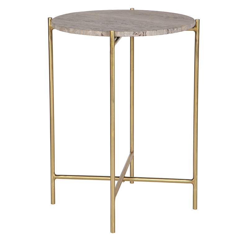 Image 4 Noble Park Odelia 16"W Gold and Dark Travertine Accent Table more views