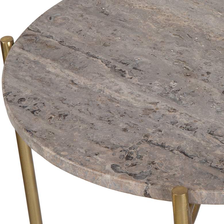 Image 5 Noble Park Odelia 16"W Gold and Dark Travertine Accent Table more views