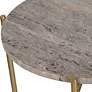 5_Noble Park Odelia 16"W Gold and Dark Travertine Accent Table more views