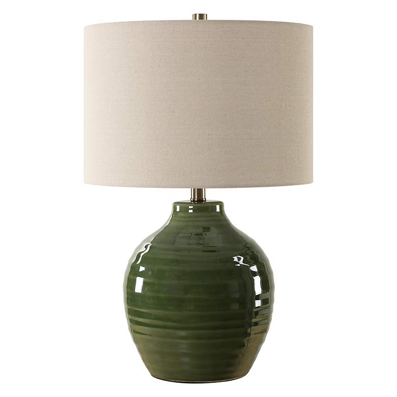 Image 2 Noble Park Odem Moss Green Ceramic Accent Table Lamp