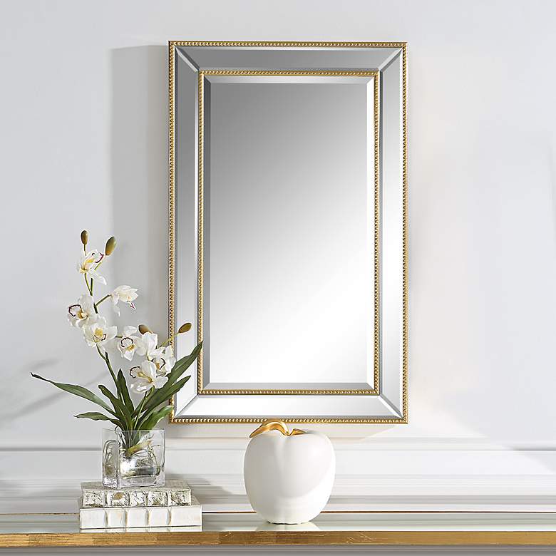 Image 4 Noble Park Osmer Gold Beaded 20" x 32" Wall Mirror more views