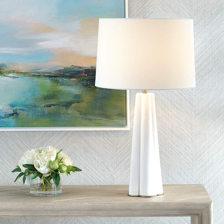 Image 1 Noble Park Presidio Satin White Ceramic Table Lamp