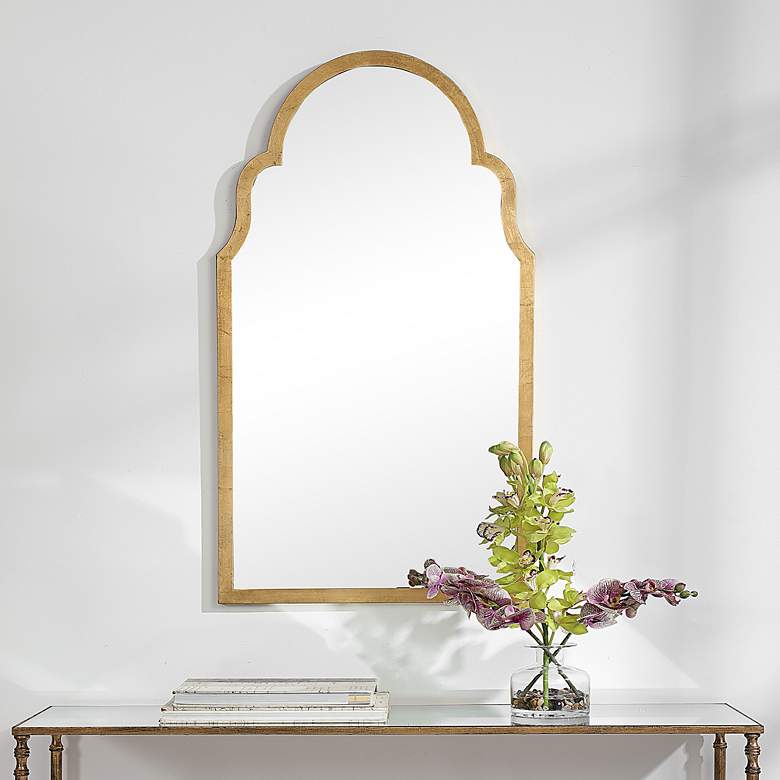 Image 1 Noble Park Quinn Gold 21" x 37" Arch Top Wall Mirror