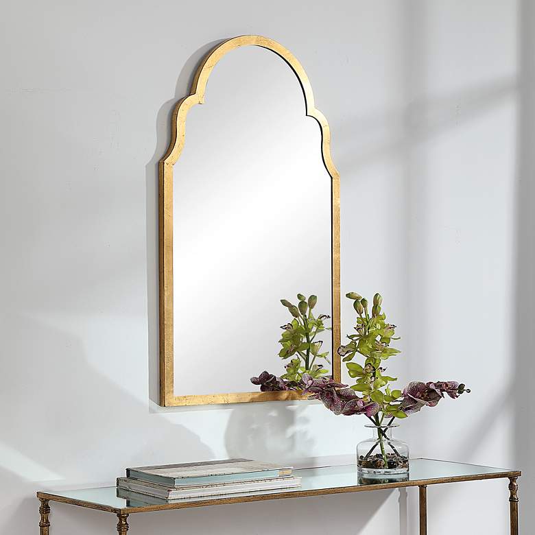Image 3 Noble Park Quinn Gold 21" x 37" Arch Top Wall Mirror more views